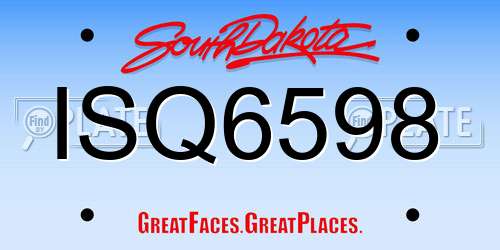 ISQ6598 South Dakota License Plate