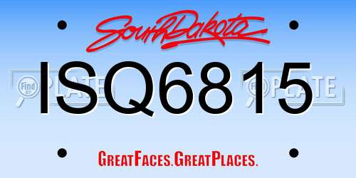 ISQ6815 South Dakota License Plate