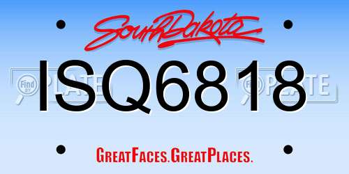 ISQ6818 South Dakota License Plate