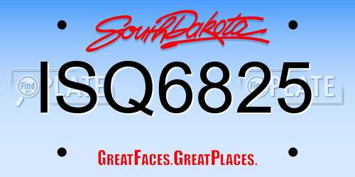ISQ6825 South Dakota License Plate
