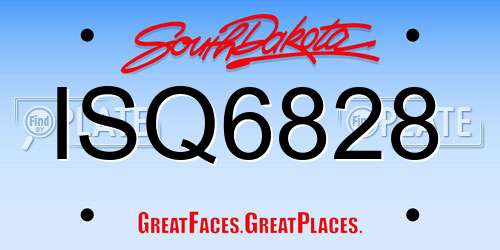 ISQ6828 South Dakota License Plate