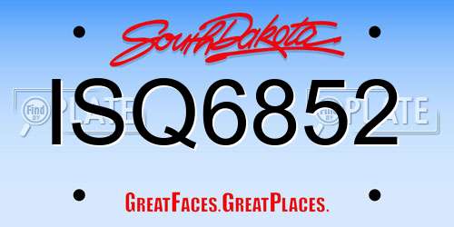 ISQ6852 South Dakota License Plate