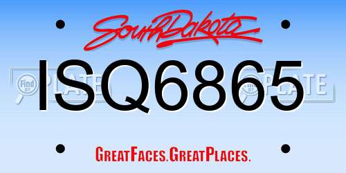 ISQ6865 South Dakota License Plate