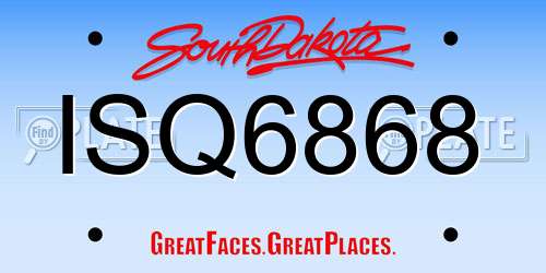 ISQ6868 South Dakota License Plate