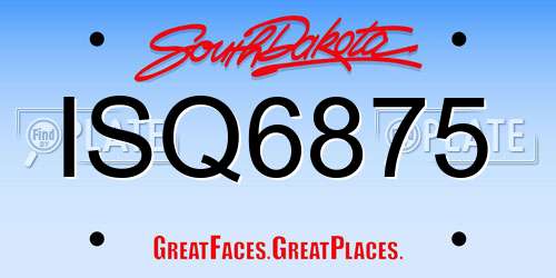 ISQ6875 South Dakota License Plate