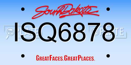 ISQ6878 South Dakota License Plate