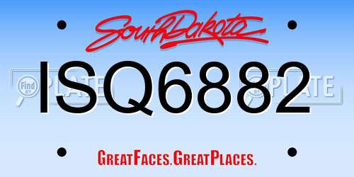 ISQ6882 South Dakota License Plate