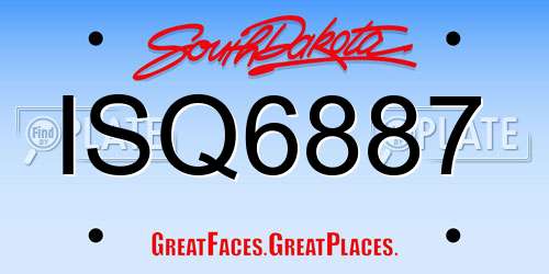 ISQ6887 South Dakota License Plate