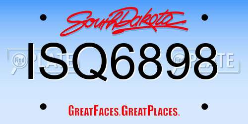 ISQ6898 South Dakota License Plate
