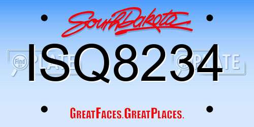 ISQ8234 South Dakota License Plate