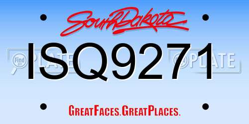 ISQ9271 South Dakota License Plate