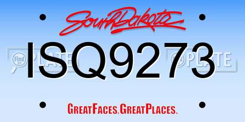 ISQ9273 South Dakota License Plate