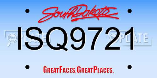 ISQ9721 South Dakota License Plate