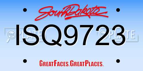 ISQ9723 South Dakota License Plate