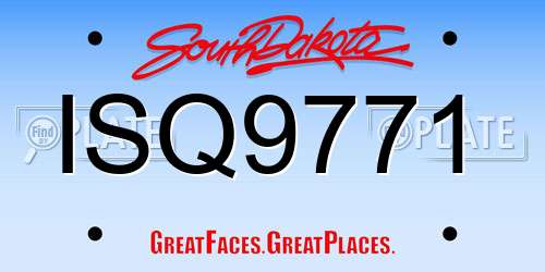 ISQ9771 South Dakota License Plate