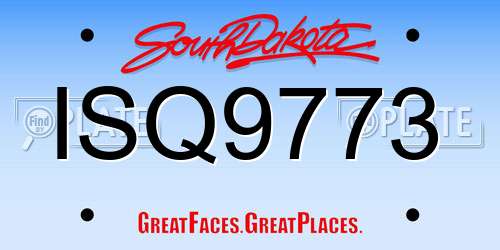 ISQ9773 South Dakota License Plate