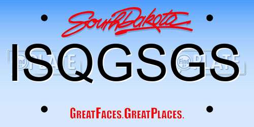 ISQGSGS South Dakota License Plate