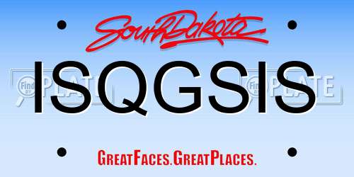 ISQGSIS South Dakota License Plate