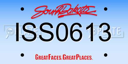 ISS0613 South Dakota License Plate