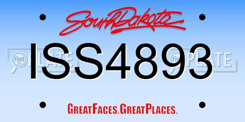 ISS4893 South Dakota License Plate