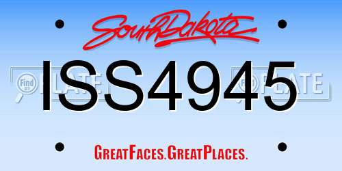 ISS4945 South Dakota License Plate