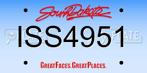 ISS4951 South Dakota License Plate