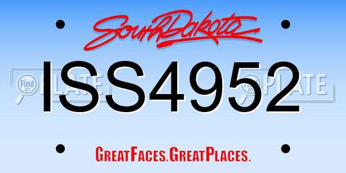 ISS4952 South Dakota License Plate