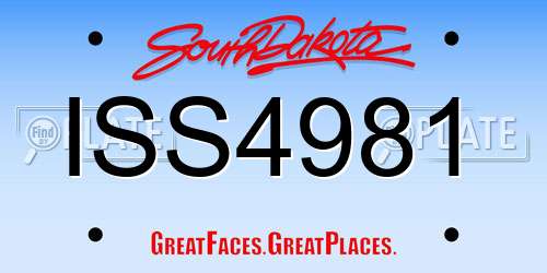 ISS4981 South Dakota License Plate