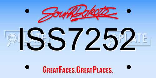 ISS7252 South Dakota License Plate