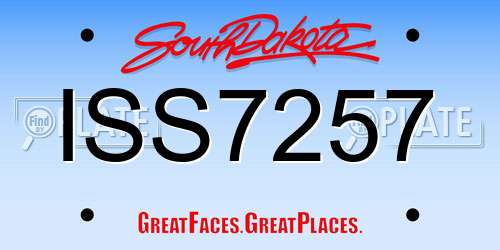 ISS7257 South Dakota License Plate
