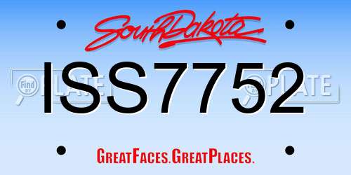 ISS7752 South Dakota License Plate