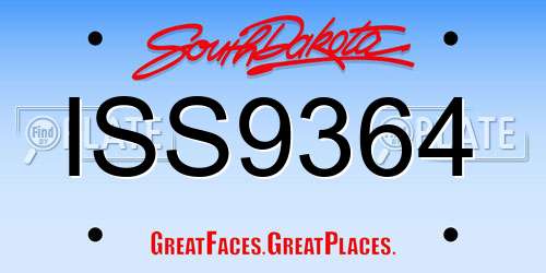 ISS9364 South Dakota License Plate