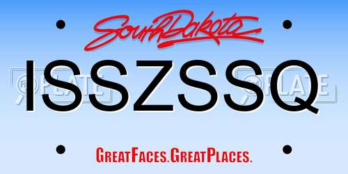ISSZSSQ South Dakota License Plate