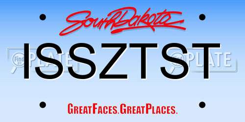 ISSZTST South Dakota License Plate