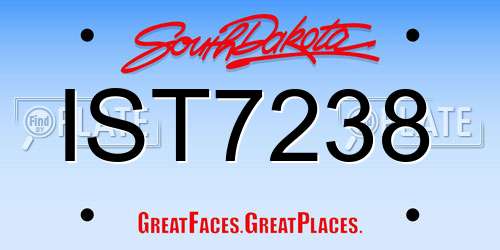 IST7238 South Dakota License Plate
