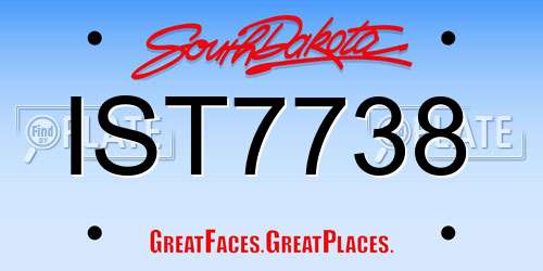 IST7738 South Dakota License Plate