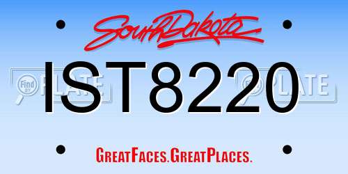 IST8220 South Dakota License Plate