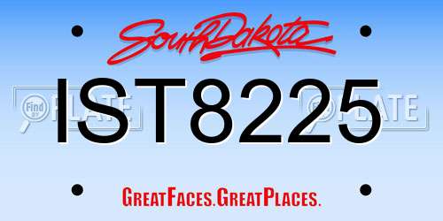 IST8225 South Dakota License Plate