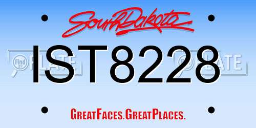 IST8228 South Dakota License Plate