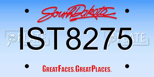 IST8275 South Dakota License Plate