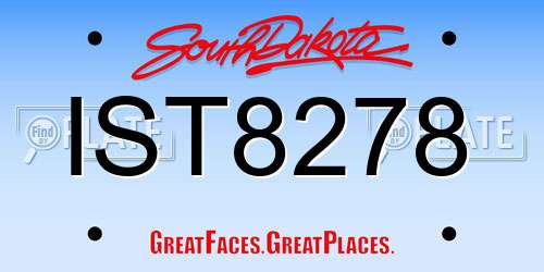 IST8278 South Dakota License Plate