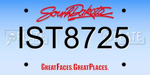 IST8725 South Dakota License Plate
