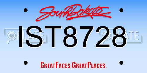 IST8728 South Dakota License Plate