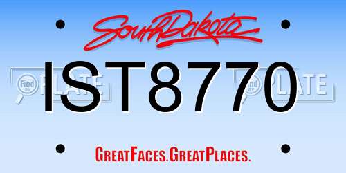 IST8770 South Dakota License Plate