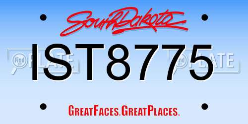 IST8775 South Dakota License Plate