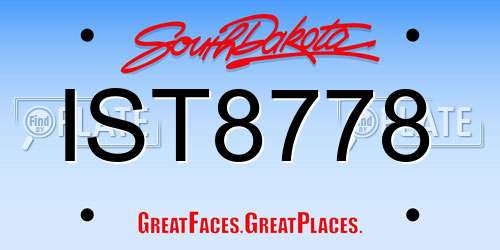 IST8778 South Dakota License Plate