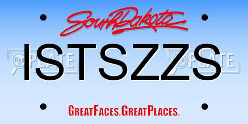 ISTSZZS South Dakota License Plate