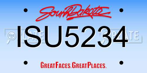 ISU5234 South Dakota License Plate