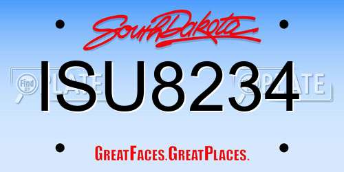 ISU8234 South Dakota License Plate