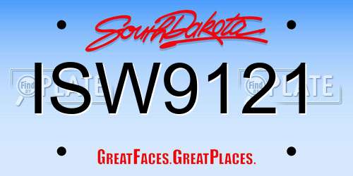 ISW9121 South Dakota License Plate